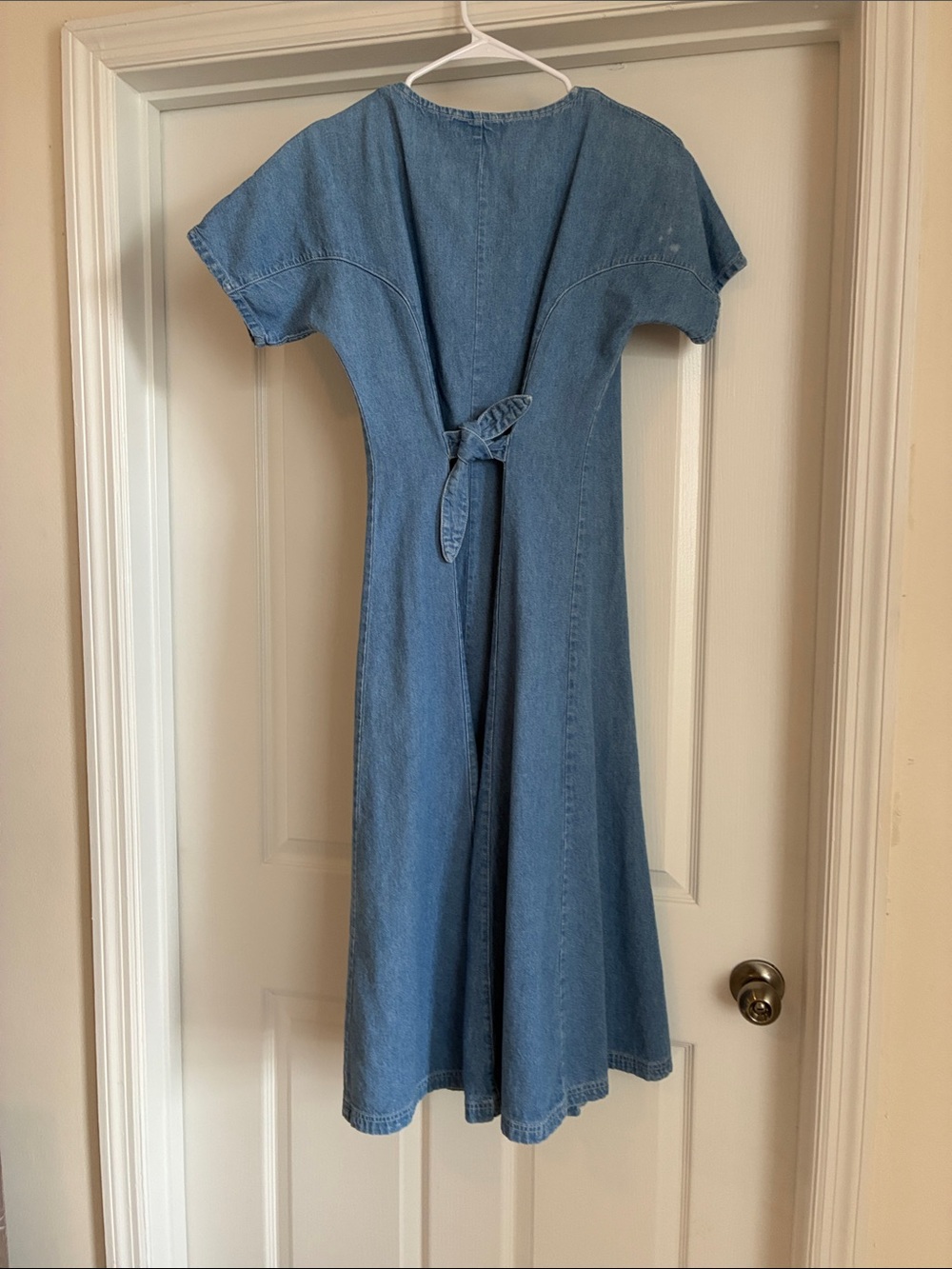 Vintage Fads Blue Denim Maxi Dress Size 8 Button Front Cottagecore Boho Y2K 90s - Picture 8 of 9